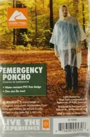Set of 2 CLEAR emergency Disposable Adult Rain Coat Poncho Hiking Concerts