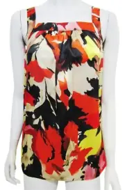 NWT ST. JOHN Blouse Top Sleeveless Silk Stretchy Shell XS 2 Multi-color Abstract