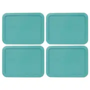 Pyrex 7210-PC Turquoise Rectangle 3 Cup Storage Lid Cover 4PK for Glass Dish