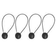4 Pack 3 Digit Combination Lock 0.98Ft Wire Cable, Round Helmet Padlock Black