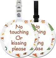 PLIGREAT 2 Pack Cute Fox No Touching or Kissing Baby Sign, Please Do Not Touch Baby Car Seat Sign for Newborn Baby Boy Girl Forest Stop Touching Baby Reminder SignTag with Hanging Straps and Clip
