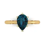 1.5 ct Pear Cut Topaz Gemstone Solitaire Ring Yellow Gold, Anniversary Gift