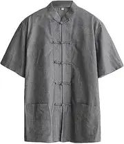[ZooBoo] Men 's Tang Suit Summer Short - Sleeved Shirt Cotton Shirts