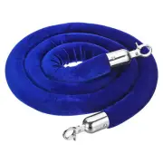 5.9 Feet Blue Velvet Stanchion Rope Crowd Control Barrier Rope Silver