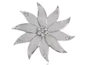 Glamour Pearlescent Enamel Painted Crystal Rhines Flower Petals Pin Brooch