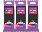 M00524x3 MOREZMORE Premo Sculpey BLACK 8 oz Pack of 3 Polymer Clay