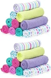 Spasilk Washcloth Wipes Set for Newborn Boys and Girls, Soft Terry Washcloth Set, Pack of 20, Aqua Bubbles