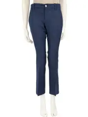 Blue Silk Slim Trousers