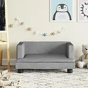Kids Sofa Light Grey 60x40x30 cm Velvet - Stylish Mini Couch with Soft Foam Padded Cushion, Sturdy Pine Wood Frame, Safe Design for Kids Age 3-6