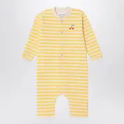 [Bobo Choses] Ivory/yellow striped terry towelling sleepsuit 12 M Yellow