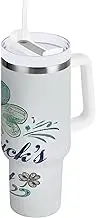 RPLIFE St Patrick's Shamrock Leaf 40oz Tumbler with Handle, Stainless Steel Cups with Lid, Tumbler for Men