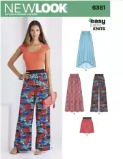 New Look Pattern 6381 Womens 8-20 Uncut Skirt Pants Elastic Waist Pull on EASY