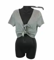 Topshop double tie front metallic crop top 10