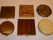 Vintage powder/mirror small compact makeup rouge cases Volupte, Monteil lot of 6