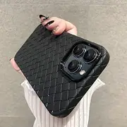 Breathable Weave Pattern Soft Thin Case for iPhone 14 13 12 Mini 11 Pro Max X XR XS Max 7 8 Plus SE 2 3 Grid Solid Back Cover,Black,for SE 2020,SE 2022