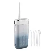 Mini Portable Oral Irrigator Rechargeable Water Flosser With Stretchable Water Tan -Grey