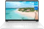 HP 15 Laptop, 15.6" HD Screen, Intel Core i3-1115G4 Processor, 8GB RAM, 256GB PCIe SSD, Webcam, HDMI, SD Card Reader, Wi-Fi, Windows 11 Home, Snow White