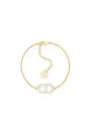 Dior Petit CD Bracelet Gold Finish Metal and Silver Tone Crystals