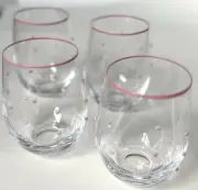 Pink Heart Stemless Wine Glasses, Set of 4, NEW!