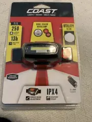 Coast 21597 250 Lumen Black & Red FL13 Dual Color COB LED Headlamp Brand new