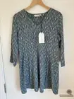 Seasalt Cornwall Organic Cotton Leaf Print Ink Roller Tunic Top Uk 14 BNWT