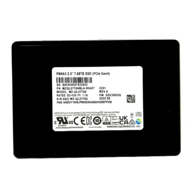 Samsung PM9A3 7.68TB SSD 2.5'' NVME U.2 PCle Gen 4 MZ-QL33T80 MZQL23T8HCLS-00B7C