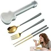 Set of Serving Utensils – Stainless Steel Cutlery Kit for Serving – Compact Space-Saving Utensils with Chopsticks Spoons Forks for Restaurants Dinners and Meetings
