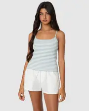 EDIKTED Womens Gretta Striped Ribbed Tank Top LIGHT-BLUE