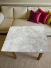 30" Square White Marble Coffee Table Crystal Healing Gemstone Modern Arts Decors