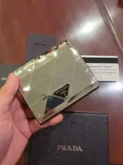NWB Prada Men's Spazzolato Triangle Argento Color Bifold Wallet 2MO004