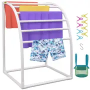 VEVOR Outdoor Towel Rack Pool Towel Rack 7 Bar Curved White Freestanding Patio