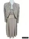 R&M Richards Women's Dress & Sequined Lace Jacket (8, Mocha) Zip Back NWT