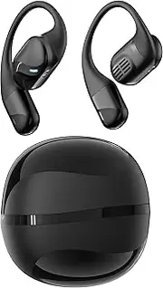 M9 Open Ear Wireless Headphones, 360° Spatial Sound, IPX5 Waterproof Sport Earbuds, Bluetooth 5.3 (15m Range), 24H Battery, Lightweight Glasses-Friendly Design for Running/Gym - Black