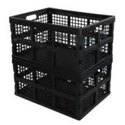 Black Stacking Milk Crates 34-Quart Collapsible Container Bins 2 Packs