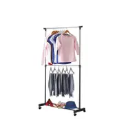 Garment & Shoe Rack 2-Level 75.5cm x 43 with Adjustable Height from 100cm - 182cm