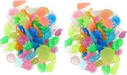 Yardenfun Glowing Pebbles Set 2 Packs Fish Tank Decor Aquarium Stones Colorful Luminous Rocks for Garden 80 Unique Marine Shapes 160 Pieces in Total