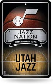 Rico Industries NBA Utah Jazz Large Metal Sign 11" x 17" Large Metal Home Décor Sign