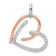 14k White and Rose Gold 1/4ct. Real Diamond Heart Pendant