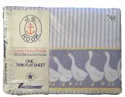 Vintage Fieldcrest Twin Blue Country Geese TWIN FLAT SHEET Percale -JG HOOK