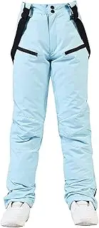QIULAO Men's Women's Ski Trousers, Waterproof Windproof Warm Snow Trousers, Detachable Straps, Support Single Board Double Board, Outdoor Couple Trousers (Color : Blau, Size : Small)