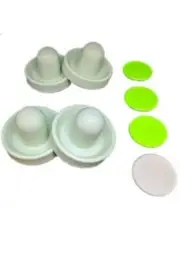 4 Air Hockey Mallets (Dynamo) with 4 small Pucks regular(3) and quiet(1)