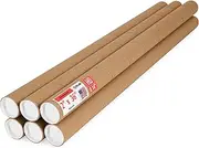 Paclord 2" x 36" Heavy-Duty Reinforced Cardboard Mailing Tube, Pack of 6 Tubes with 12 Caps – Secure USPS Approved – Great for Shipping and Storing of Prints, Artwork, Posters or Documents
