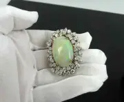 14K Yellow Gold Plated 2.40Ct Oval Cut Lab Created Fire Opal Engagement Brooch