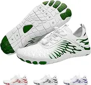 [Hike Footwear] HF Barefoot Shoes,Breathable Wide Toe Box Shoe Men Women, Non - Slip, Minimalist Athletic Footwear, Walking and Daily Wear White/Green, White/Purple, 8-8.5 Wide Women/6-6.5 Wide Men
