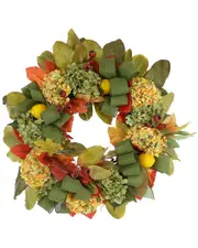Creative Displays 27in Assorted Hydrangea Fall Wreath with Lemon & Bows