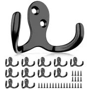12 Heavy Duty Double Prong Coat Hooks | Wall Hooks with 24 Screws for Kitchen...