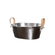 SSH COLLECTION Polo Champagne Bath - Hammered Finish with Brown Leather Handles