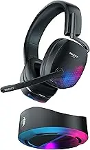 ROCCAT Syn Max Air - Wireless 3D Audio RGB Gaming Headset with Charging Dock, Simultaneous Wireless and Bluetooth connections, 16-hour Battery & Charging Dock, Immersive 3D audio & AIMO RGB lighting