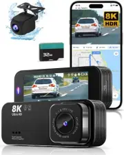 Dash Camera for Cars, 8K Ultra HD Dash Cam Front and Rear, Dash Cam with App ...