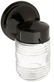 SATCO SF77-119B 6" 1 Light Mason Jelly Jar Porch fixture with Clear Glass Black